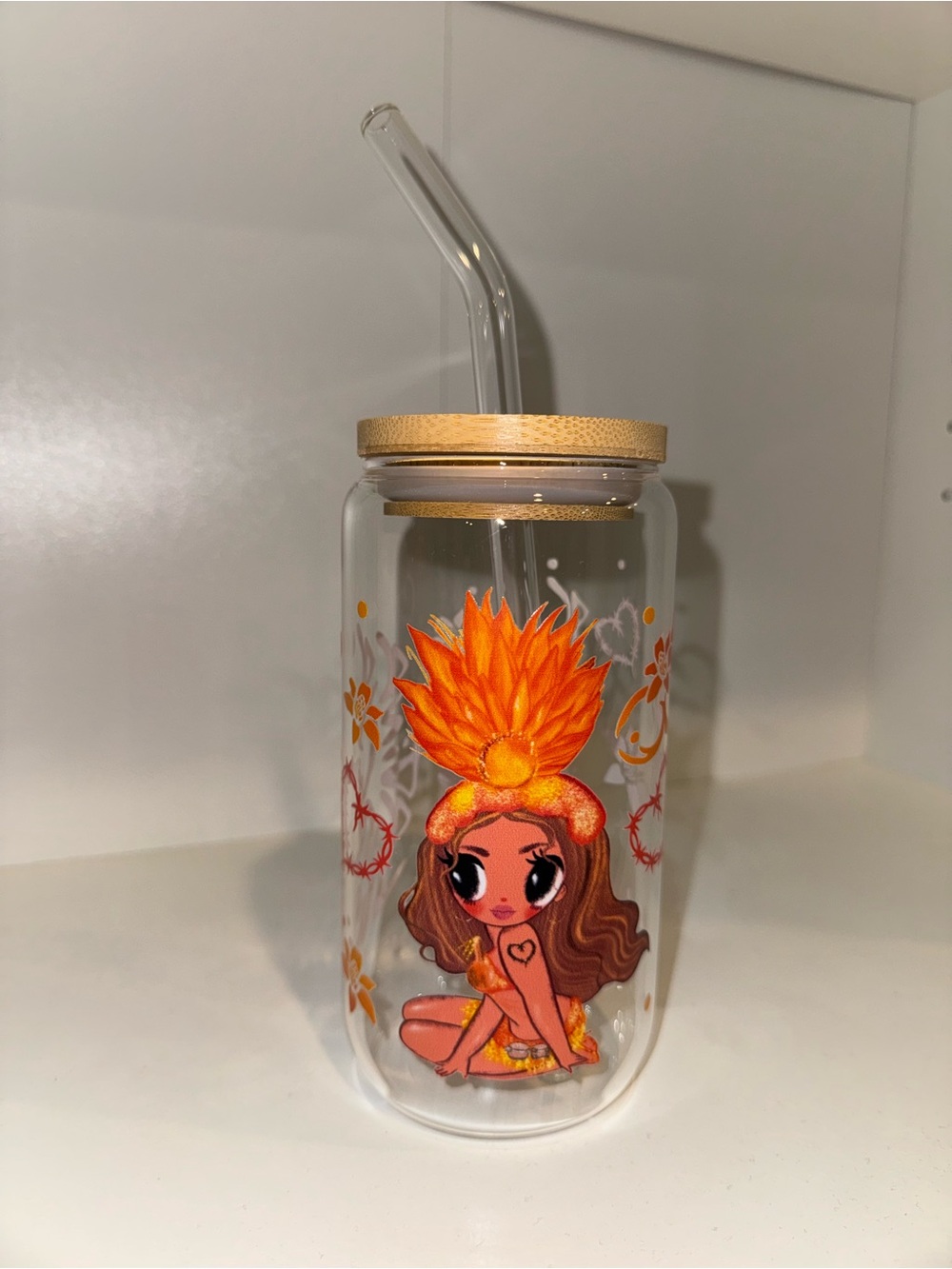 Glass cup inspired by Karol G.